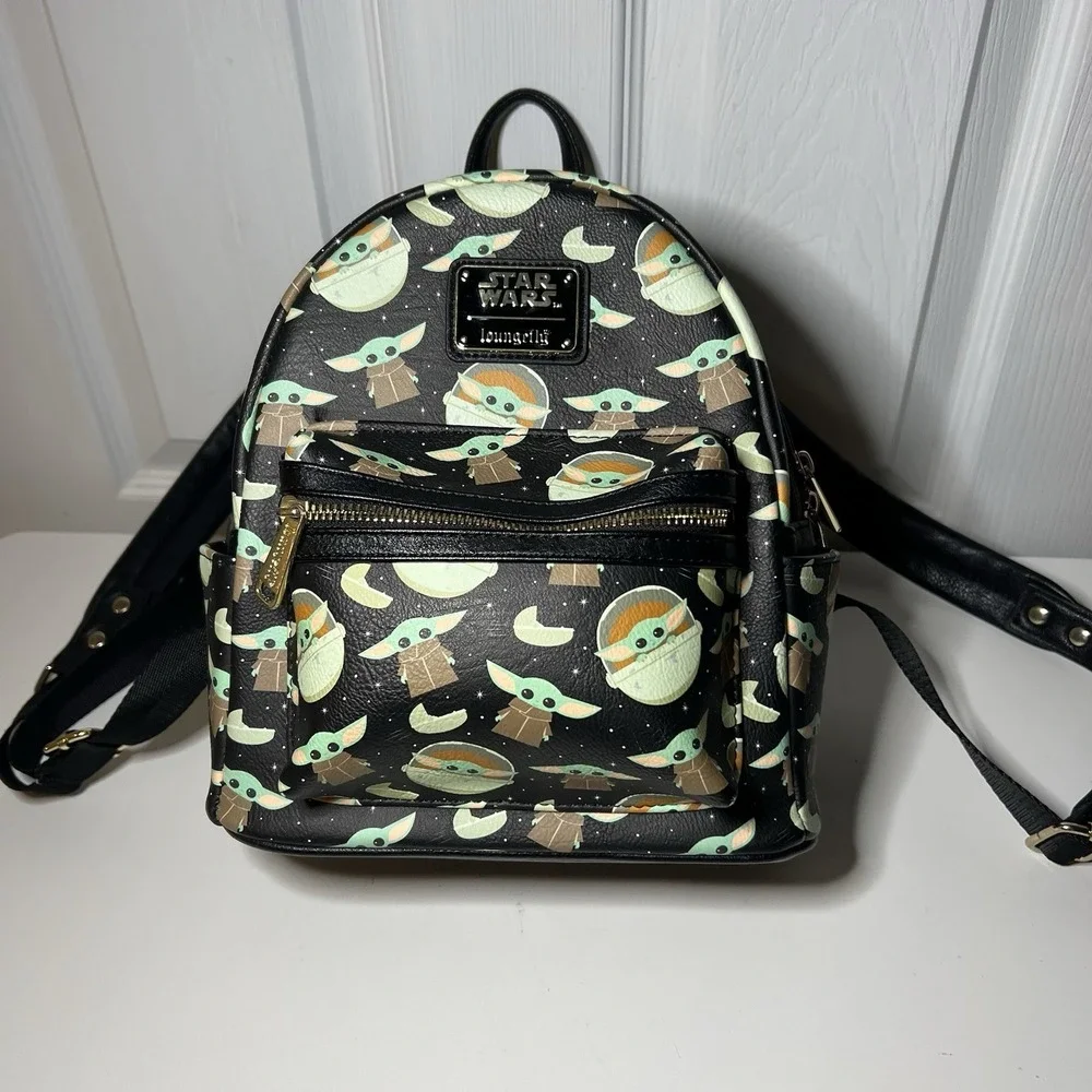 Disney Parks Loungefly Grogu‎ Baby Yoda STAR WARS Mandalorian Mini Backpack Used